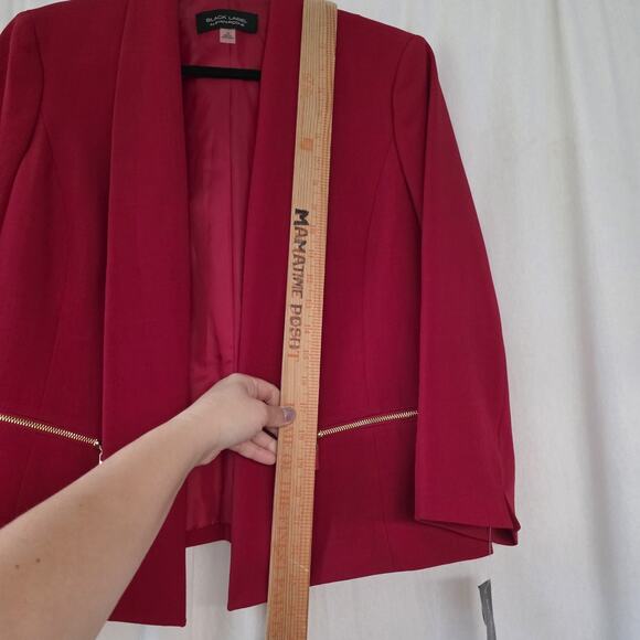 Black Label By Evan Picone Jacket Women’s 10 Ruby Red Blazer Open NWT Holiday - Picture 10 of 12